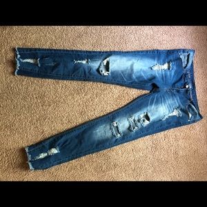 Fashion style ripped stretch jeans